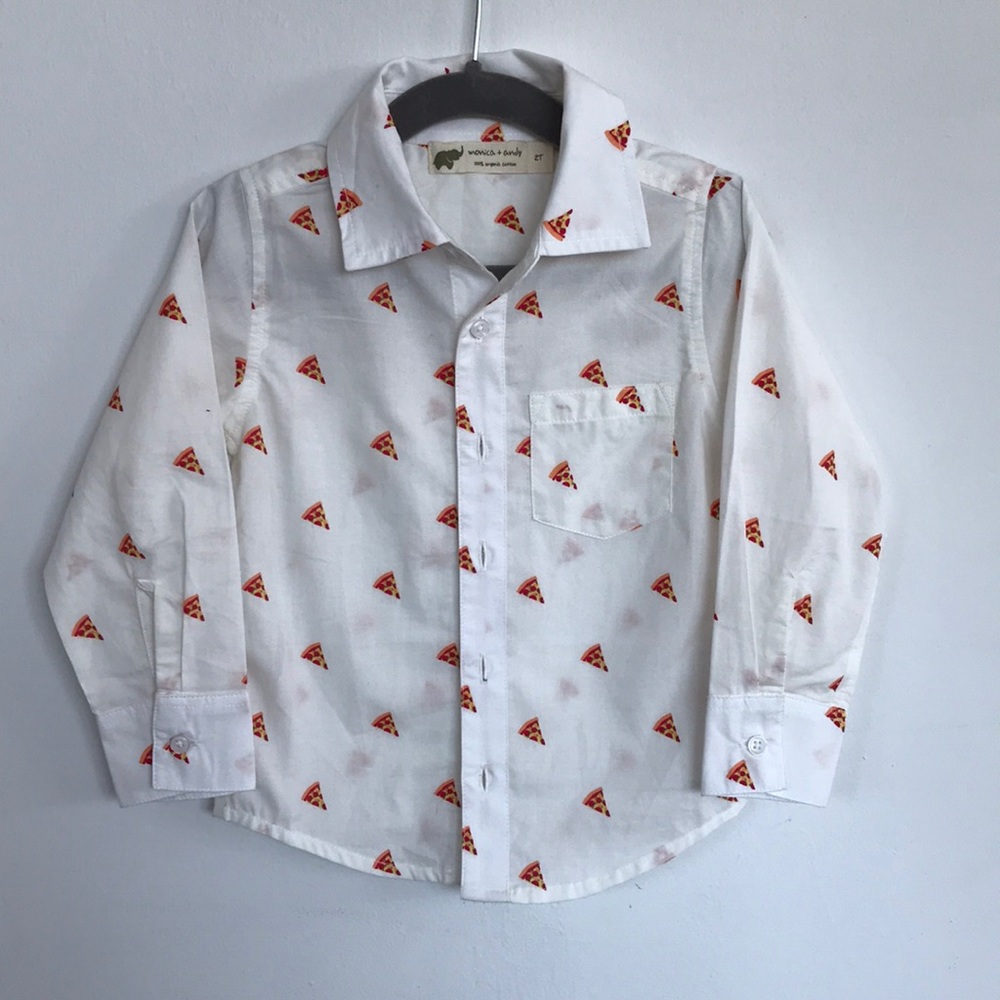 Monica & Andy Pizza Button Down Shirt